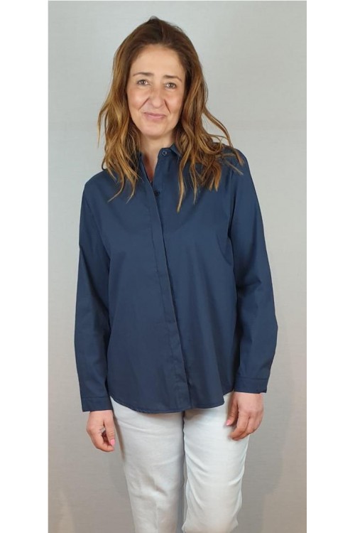 CAMISA CECILE WANG AZUL MARINO