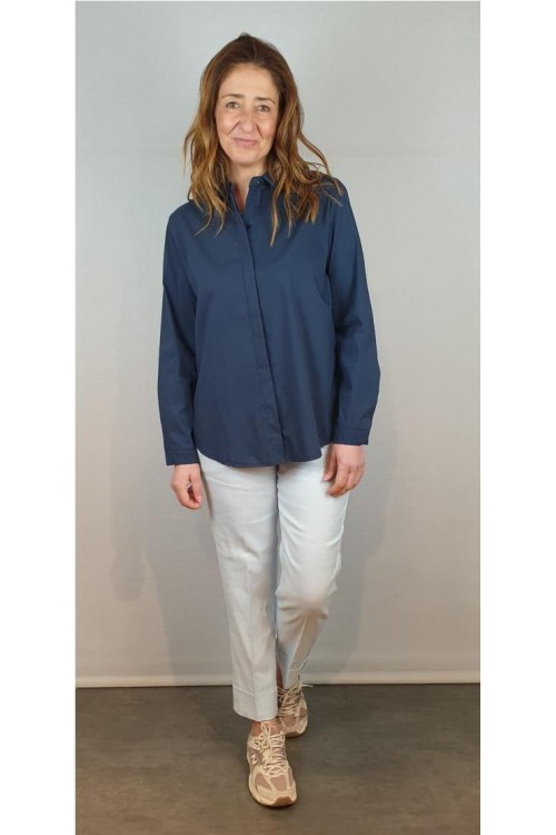 CAMISA CECILE WANG AZUL MARINO