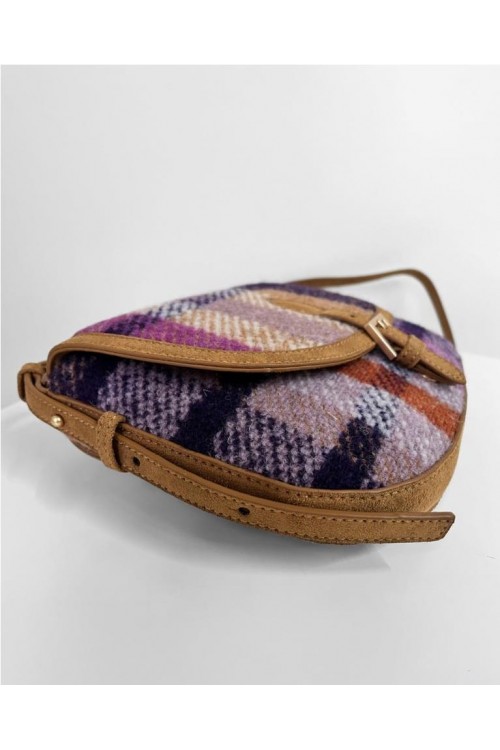 Bolso alforjas de cuadros comb MORADO