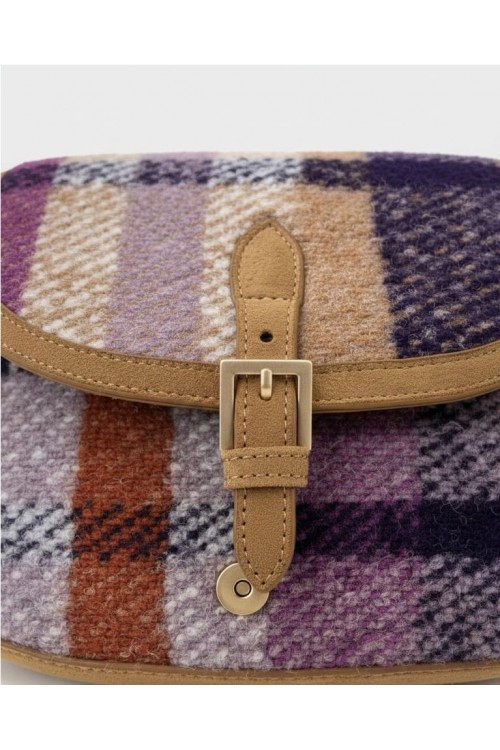 Bolso alforjas de cuadros comb MORADO