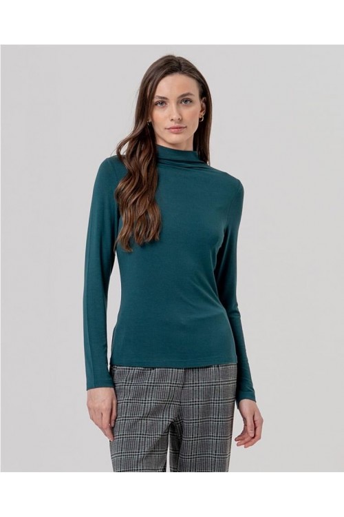 Camiseta cuello alto VERDE BOTELLA