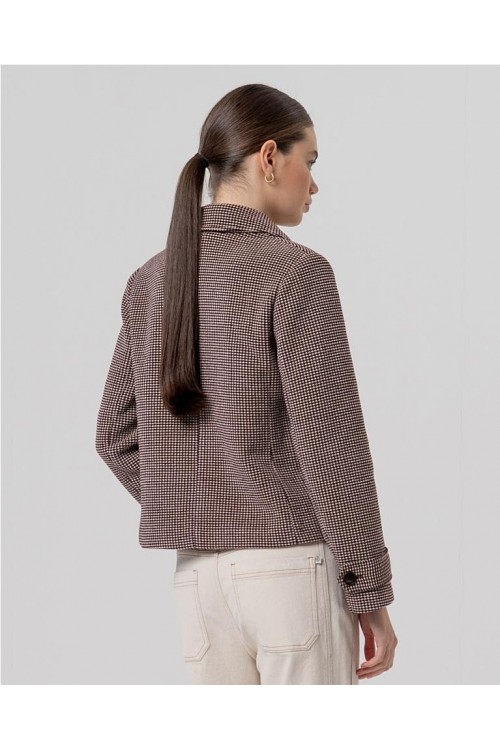 Abrigo corto con doble botonad MARRON