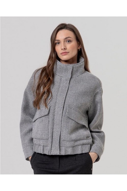 Cazadora de tejido espiga GRIS