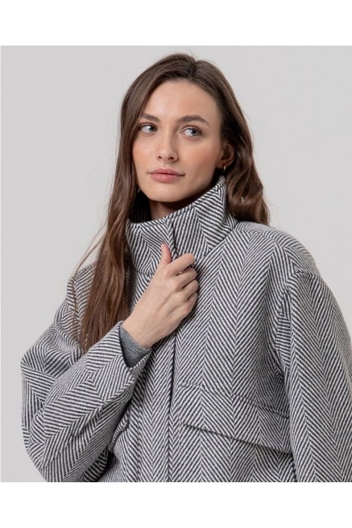 Cazadora de tejido espiga GRIS