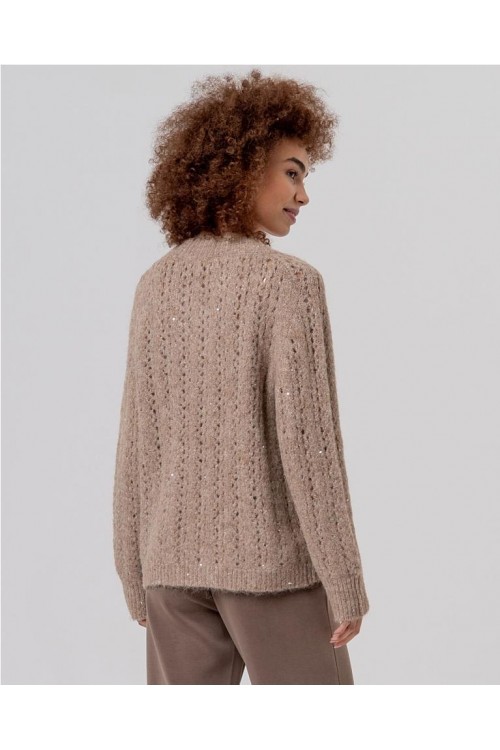 Jersey escote picoc con lentej CAMEL