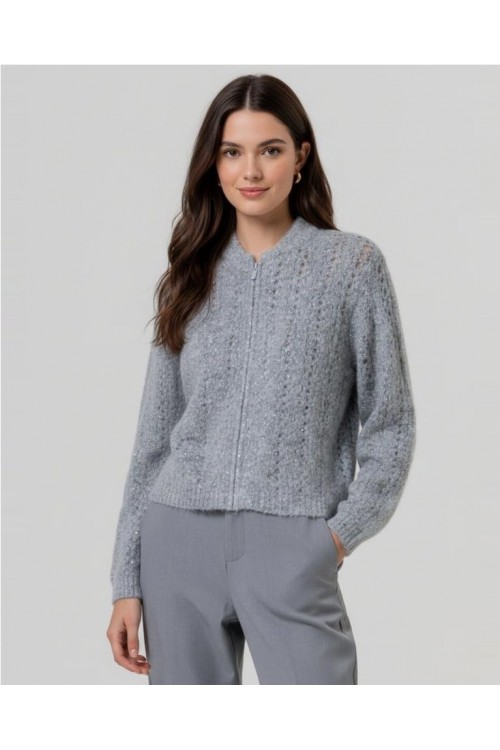Cardigan bomber con lentejuela GRIS...