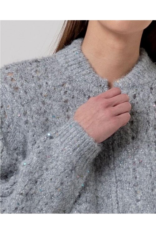 Cardigan bomber con lentejuela GRIS...