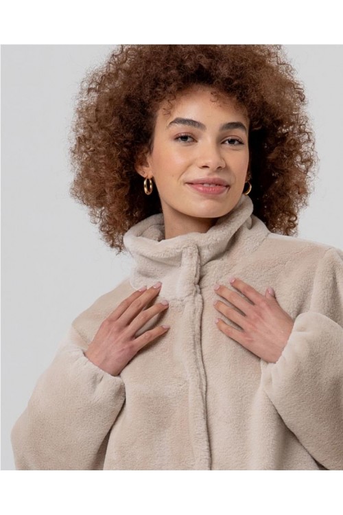 Chaqueta corta de pelo y cuell CRUDO