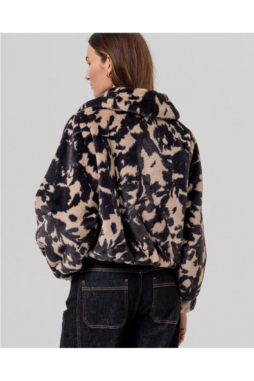 Chaqueta de pelo estampado NEGRO