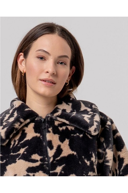Chaqueta de pelo estampado NEGRO