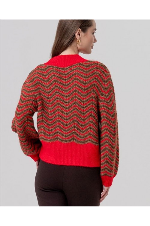 Jersey cuello perkins con onda ROJO