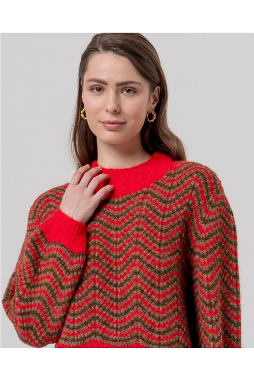 Jersey cuello perkins con onda ROJO