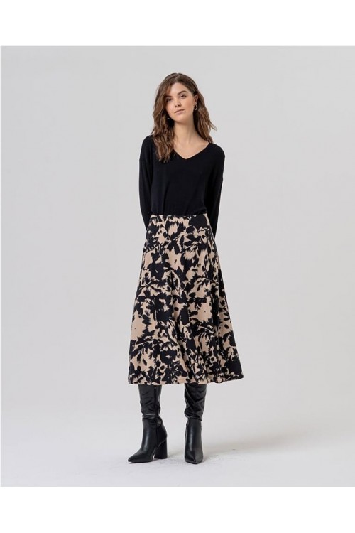 Falda midi NEGRO