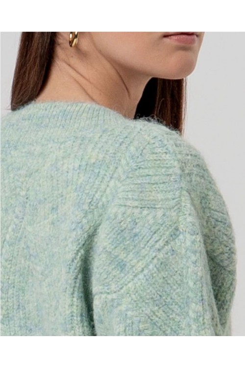Jersey escote pico con trenzas VERDE...