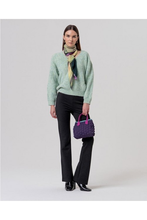 Jersey escote pico con trenzas VERDE...