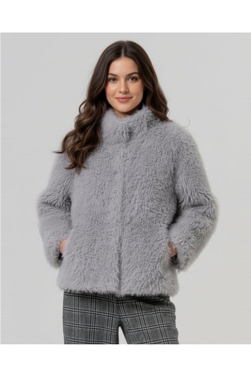 Chaquetón de pelo GRIS CLARO