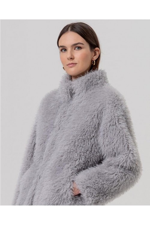Chaquetón de pelo GRIS CLARO