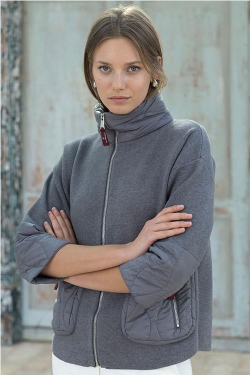 CHAQUETA HONGO GRIS CLARO