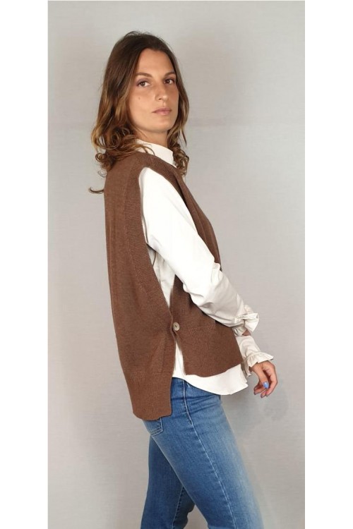 CHALECO CARTA LIBERA MARRON