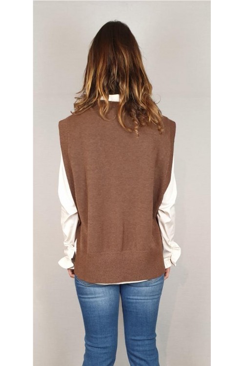 CHALECO CARTA LIBERA MARRON